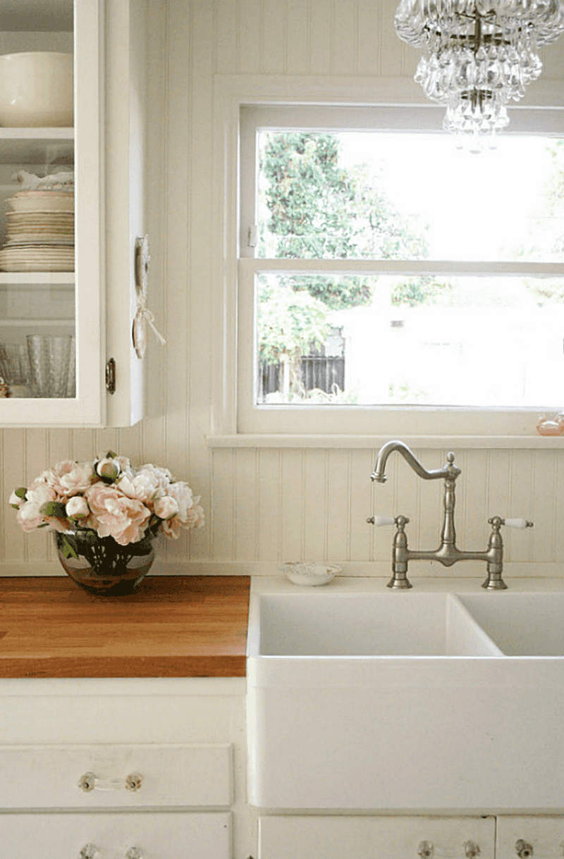 Beadboard Cabinet Doors with Porcelain Knobs