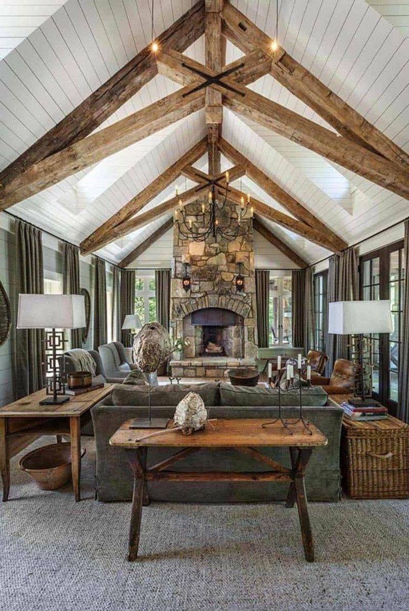 Rustic Wood Beam Ceiling Details