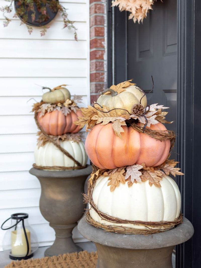 Pumpkin Topiary Arrangements By The Entrance