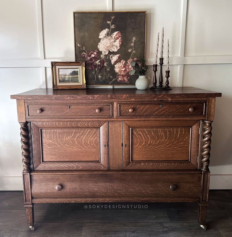 Hand-Carved Oak Buffets & Sideboards 