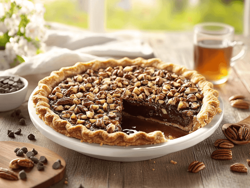 Chocolate Apple Cider Pecan Pie