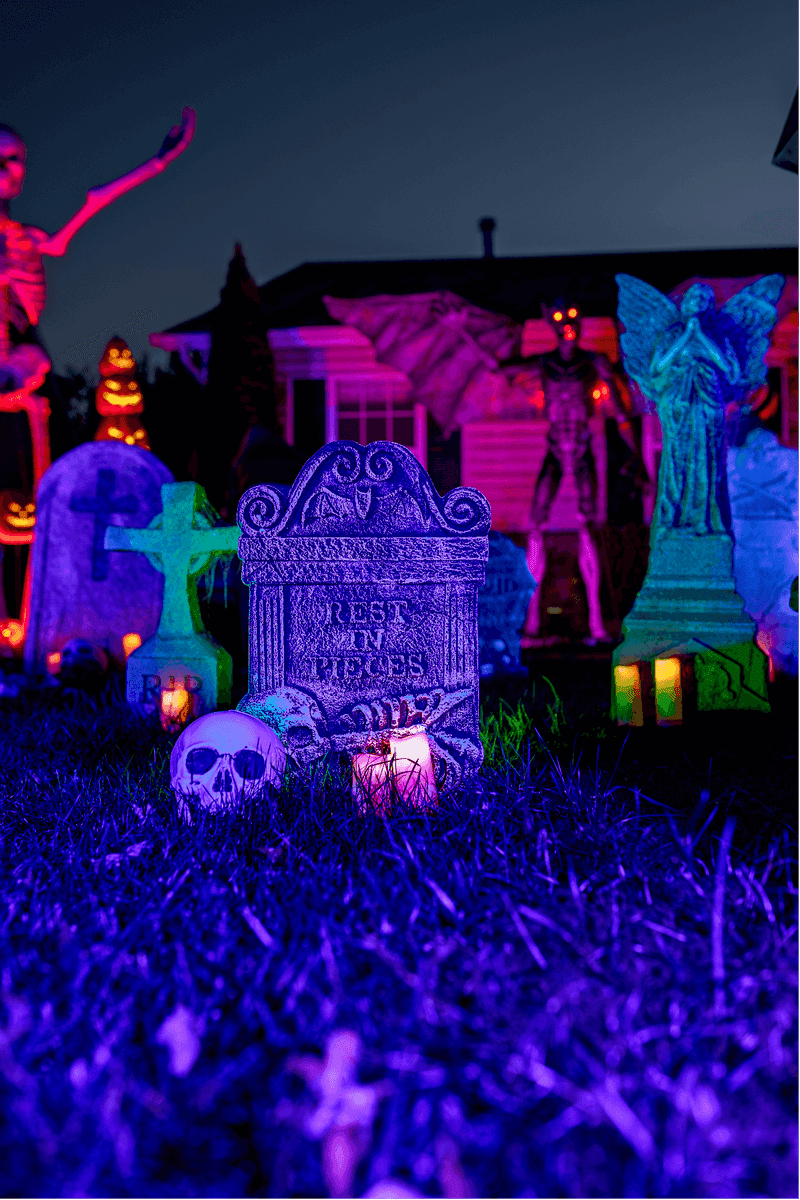 Massachusetts Celebrates With 19 Magical Halloween Displays Neighbors Love - Decor Hint Purple And Orange Lighting Scheme