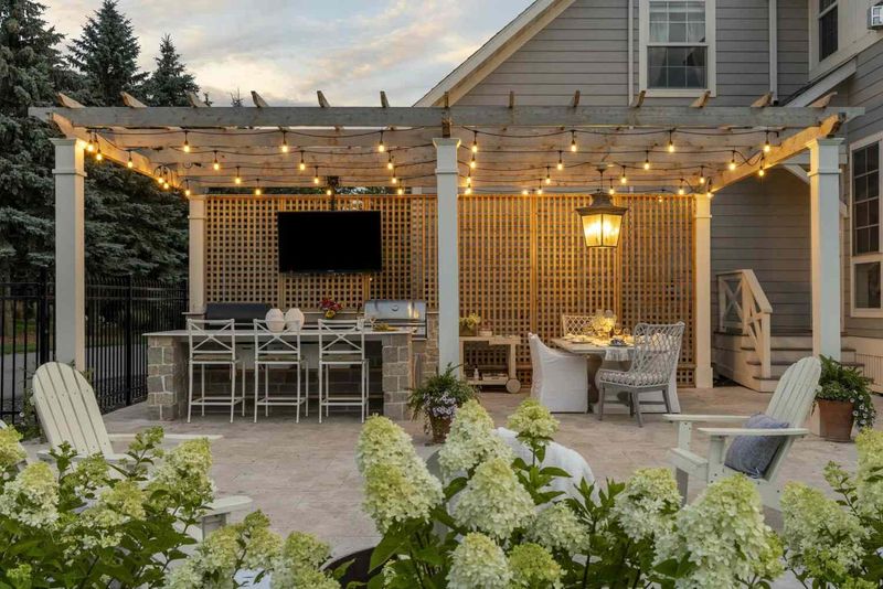 Covered Dining Pavilion with Chandeliers