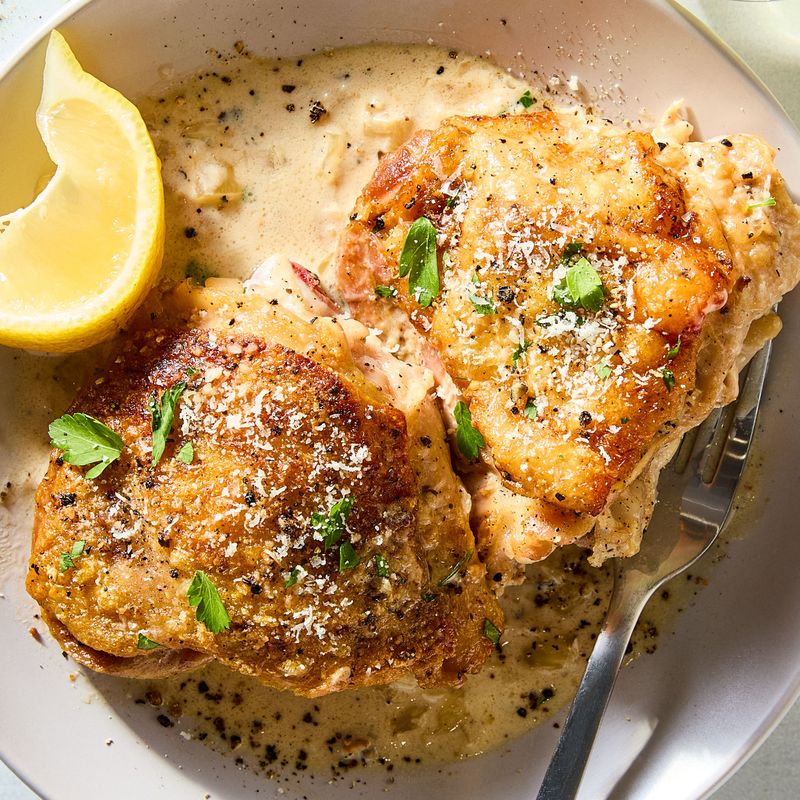 Crispy Cacio e Pepe Chicken Thighs