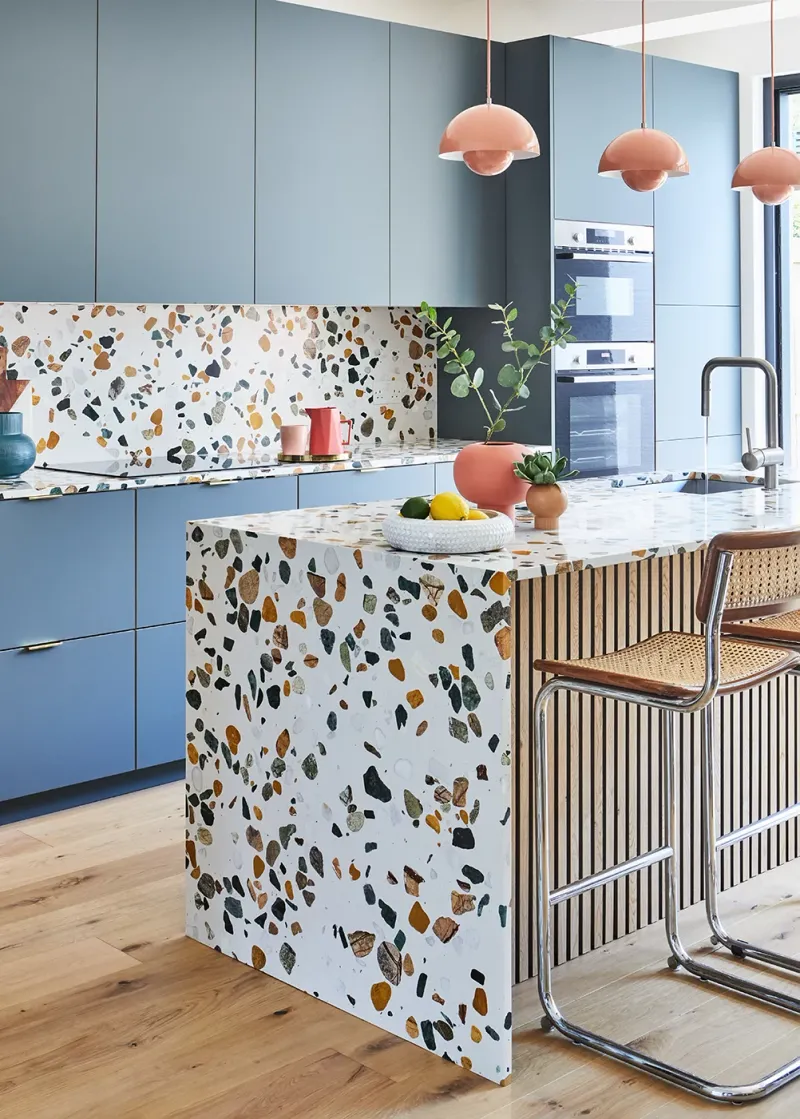 Retro-Inspired Living In Colorado That's Turning Heads This Year - Decor Hint Terrazzo Countertops and Flooring