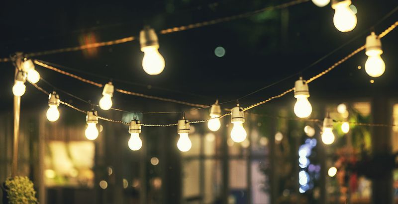 Farmhouse Porch with Bistro String Lights