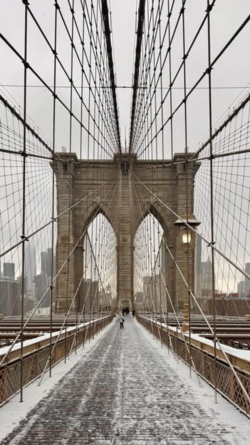 Brooklyn Bridge Covered In Snow