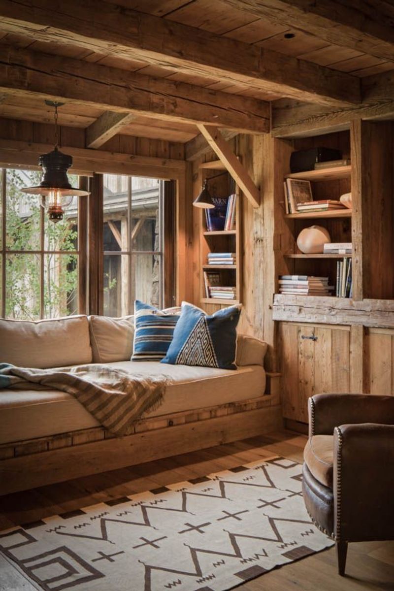 Built-In Bookshelves Filled with Reading Material