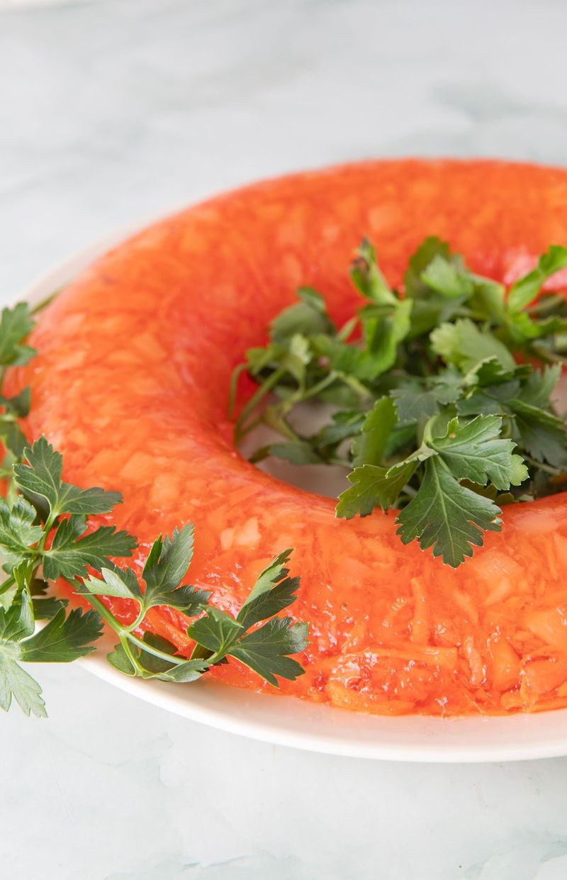 Orange Jello Mold with Carrots