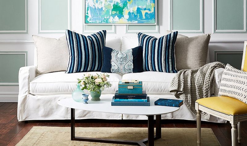 Blue-And-White Striped Throw Pillows