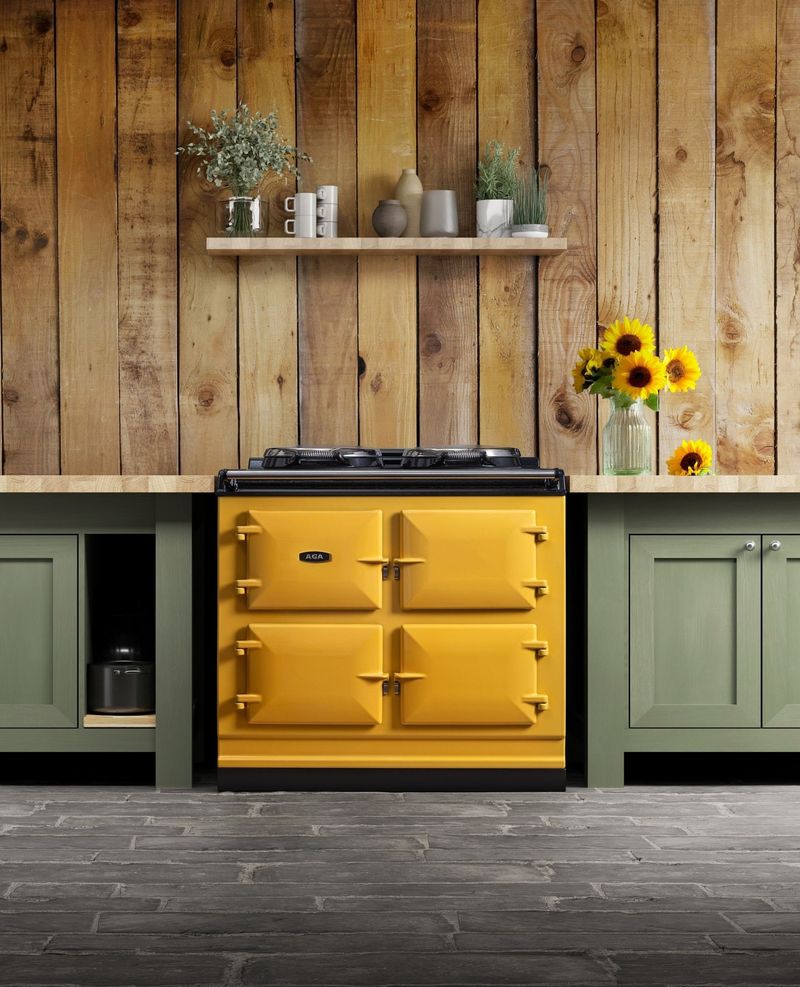 Mustard Yellow And Sage Kitchen Design
