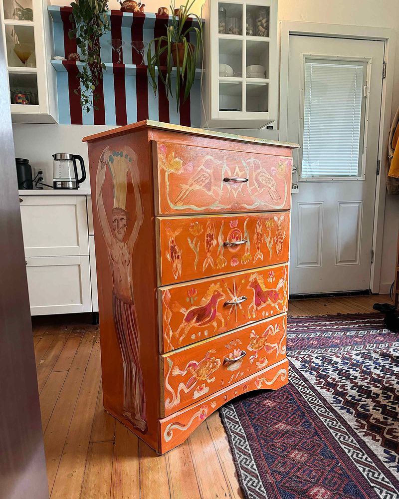 Painted Folk-Art Wooden Cabinets