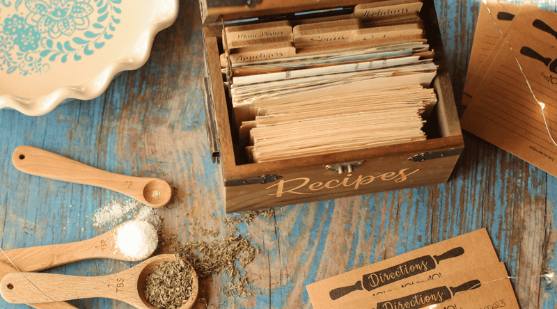 Wooden Recipe Boxes With Original Cards