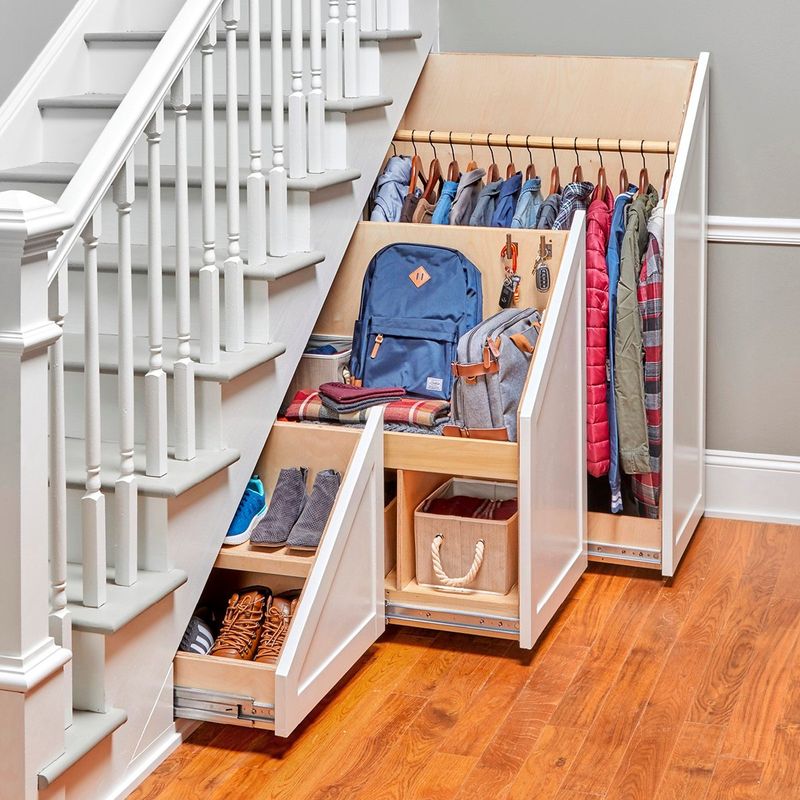 12 Small Entryway Projects You Can Totally DIY - Decor Hint Under-Stair Storage Drawers