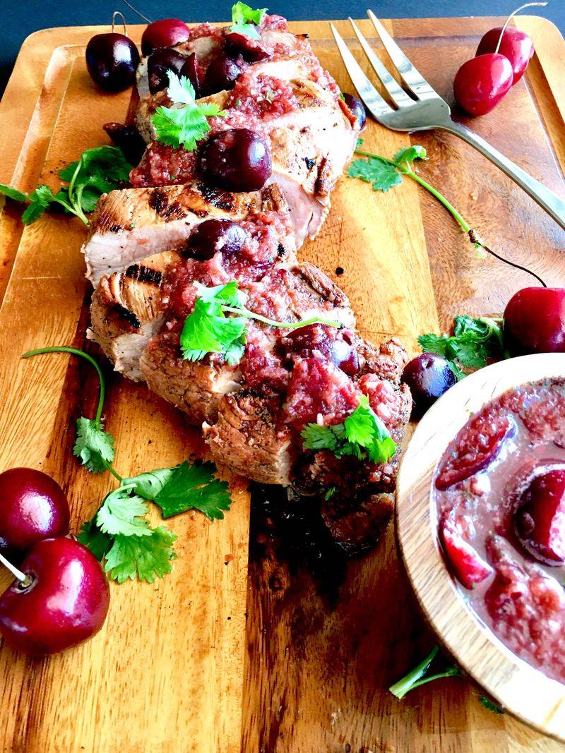 Smoked Pork Tenderloin With Cherry Chipotle Glaze