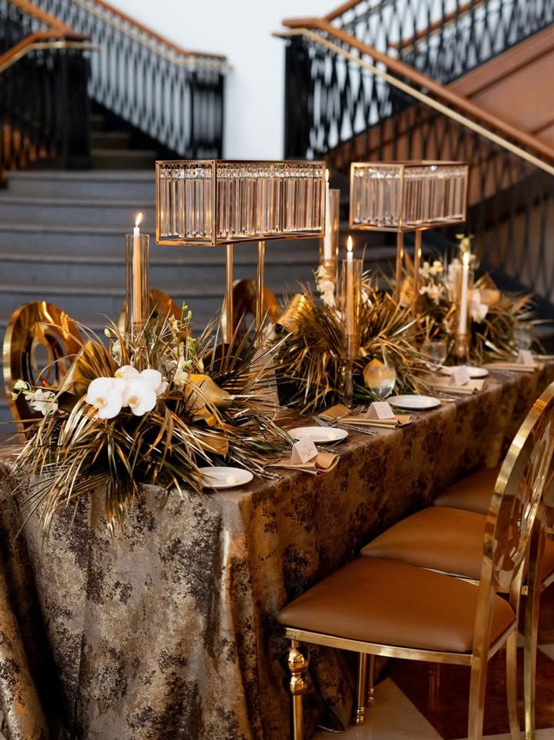 Chocolate Brown And Gold Dining Room