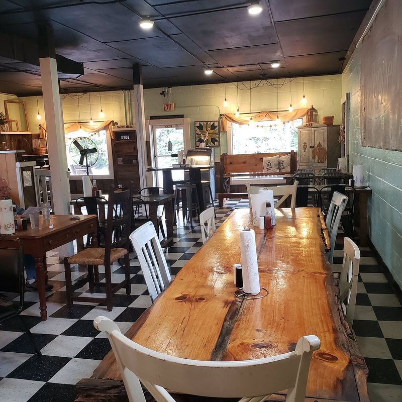Small Historic Building With Oak Counter And Stools