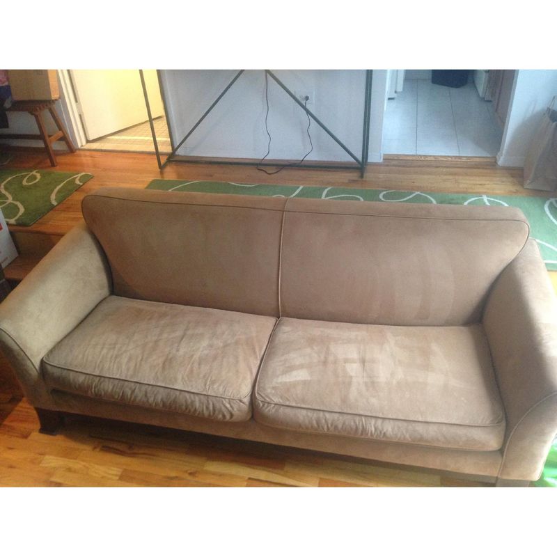 Outdated: Tan and Beige Microfiber Sofas