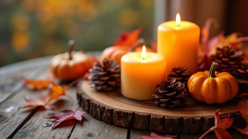 Thanksgiving Table Ideas Californians Are Using To Blend Fall And Christmas Decor - Decor Hint Orange Candles With Evergreen Sprigs And Mini Pumpkins
