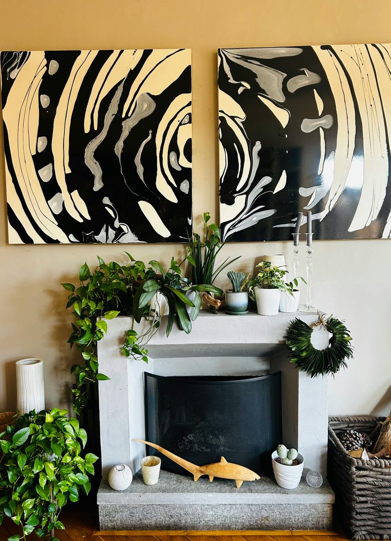 16 Fireplace Tools And Decor Ideas That May Instantly Upgrade Your Living Room - Decor Hint Potted Plants or Greenery Arrangements