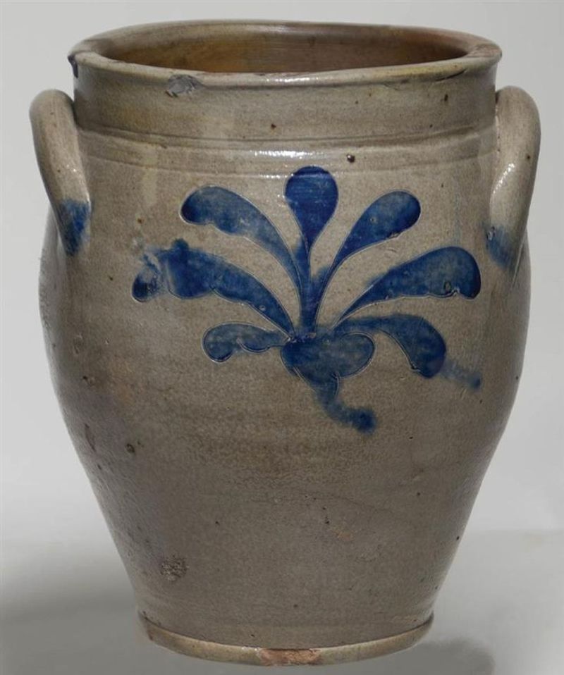 Stoneware Crocks With Cobalt Decoration