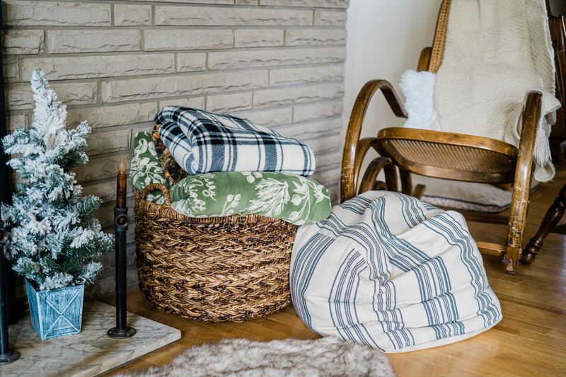 Layered Wool Blankets On Rocking Chairs
