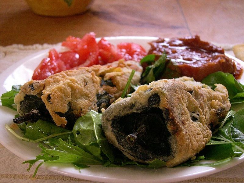 Chiles Rellenos Colorado Style