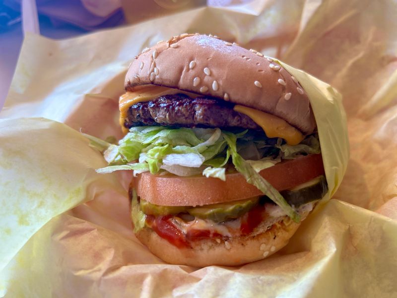 This Hole-In-The-Wall California Restaurant Is Famous For Its Giant Bacon Cheeseburgers - Decor Hint The Blue Jay Burger Adds Tangy Blue Cheese Sauce