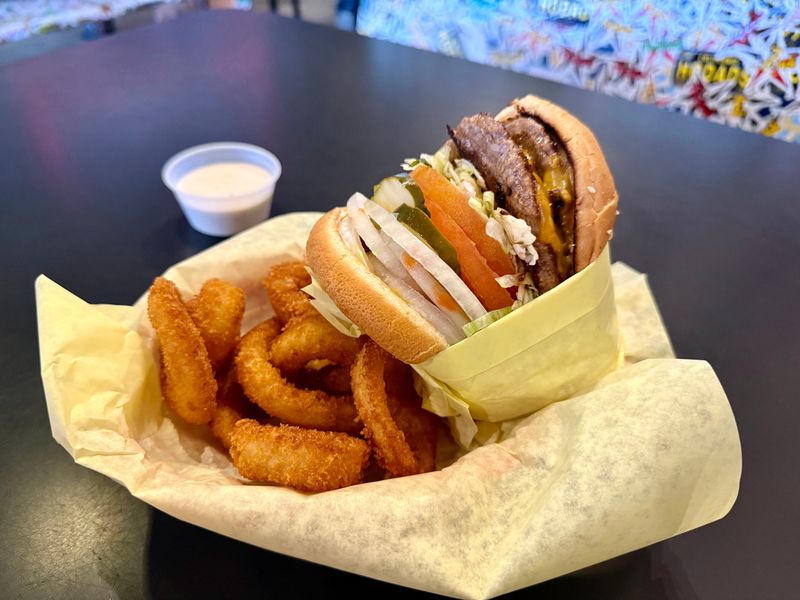 This Hole-In-The-Wall California Restaurant Is Famous For Its Giant Bacon Cheeseburgers - Decor Hint The Double Bacon Cheeseburger Challenges Even Big Appetites