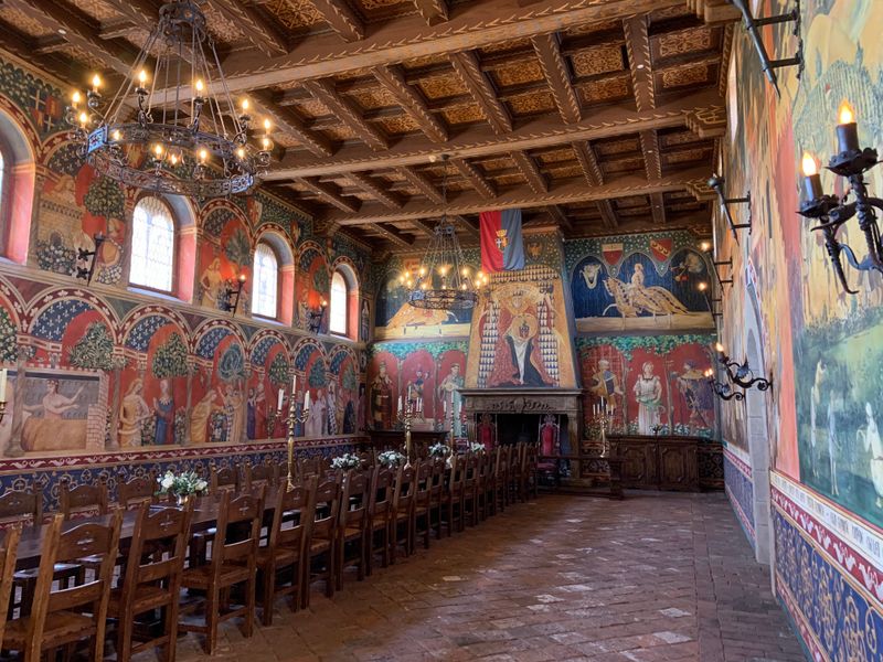 The Great Hall Features A Twenty-Two-Foot Coffered Ceiling