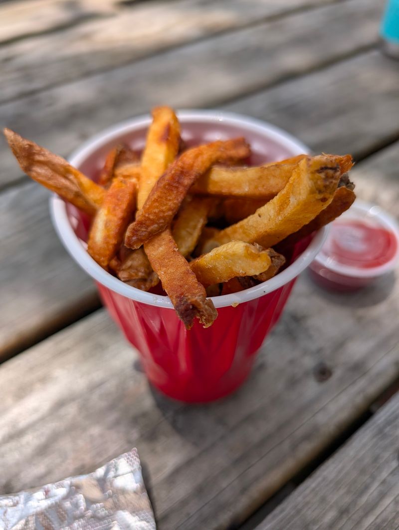 Your Next Burger Obsession? This Coastal North Carolina Spot - Decor Hint Hand Cut Fries Served In Red Solo Cups