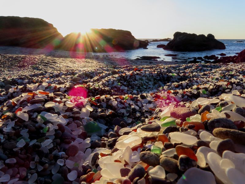 Rainbow Colors Cover The Shoreline