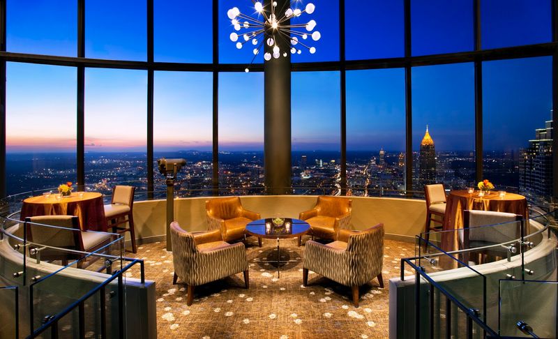 Take A Glass Elevator To This Atlanta Georgia Restaurant Inside The Once-Tallest Hotel In The World - Decor Hint John Portman's Iconic Cylindrical Architecture