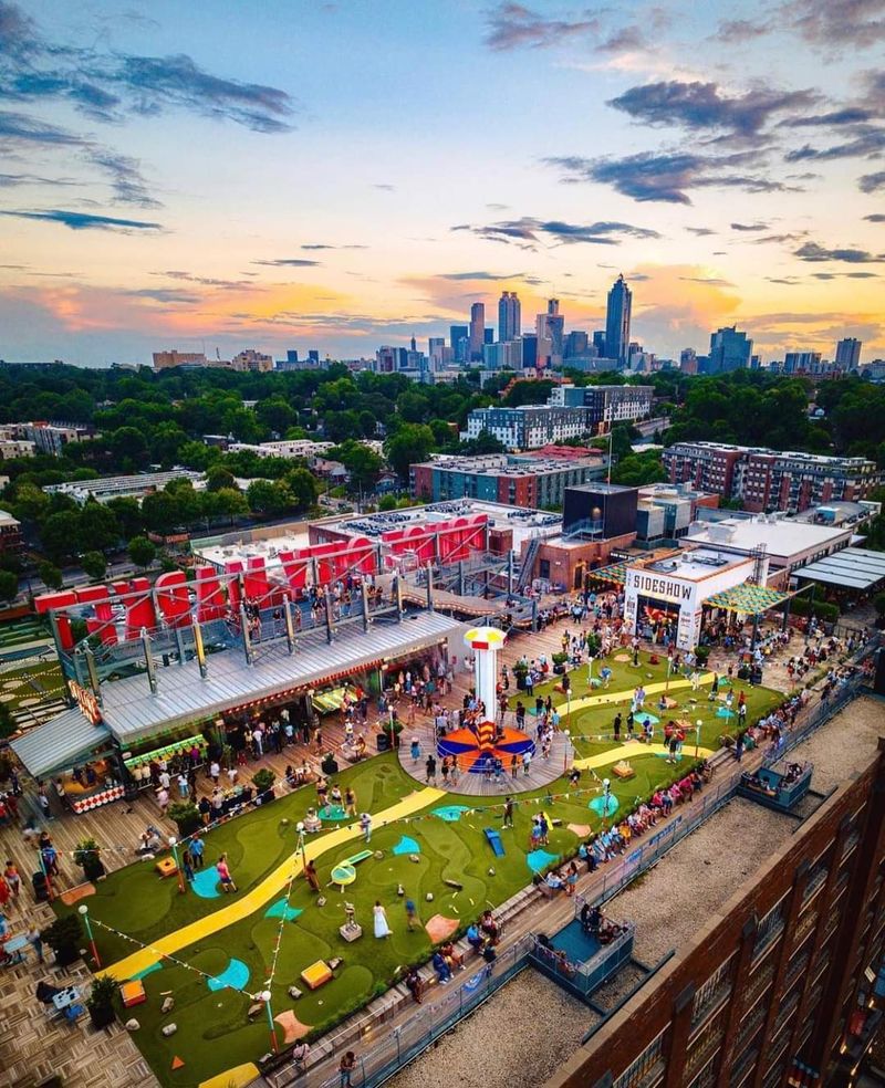 Ride A Three-Story Slide Above Atlanta Georgia At This Rooftop Carnival Attraction - Decor Hint Panoramic City Views From 200 Feet Up