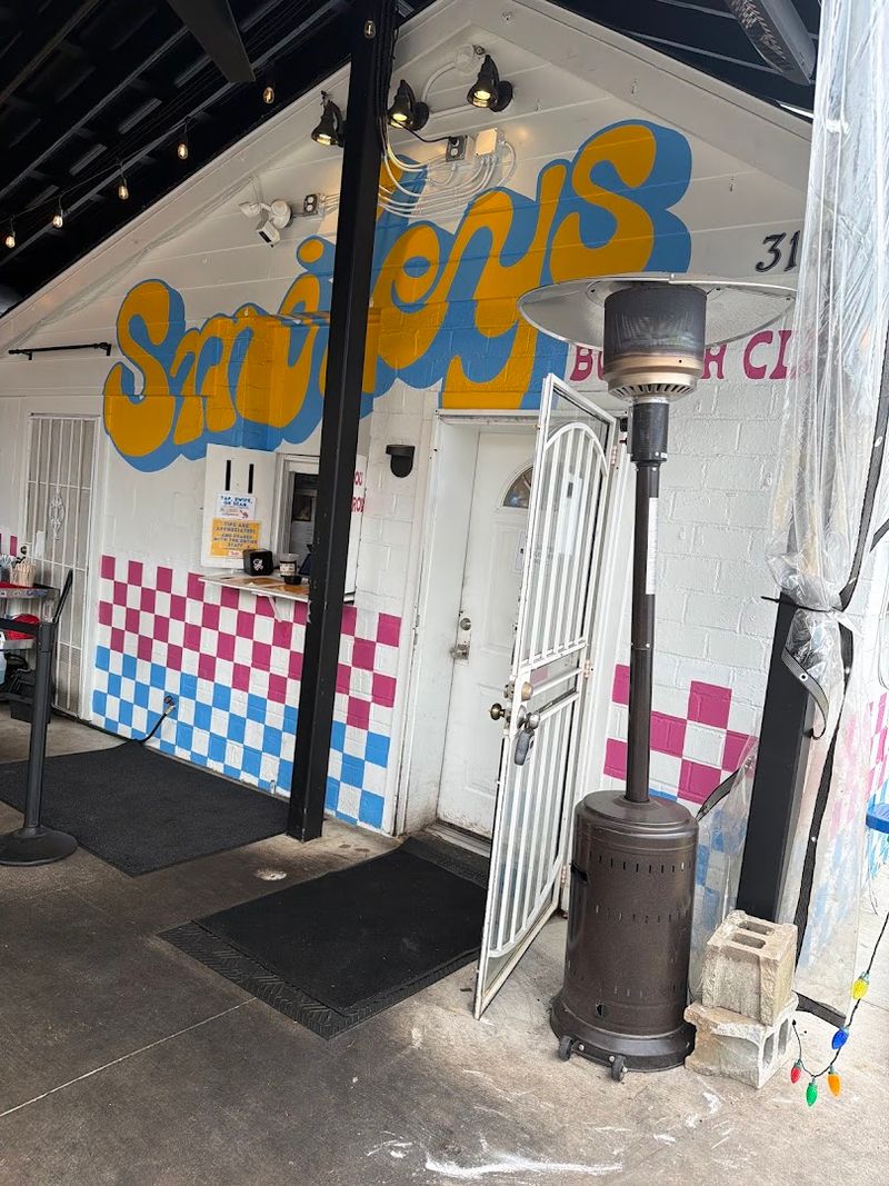 Step Into Smiley's Burger Club In Decatur Georgia Where Slushies, Smiley Fries, And Burgers Steal The Show - Decor Hint A Vegetarian Burger Option Made Entirely In-House