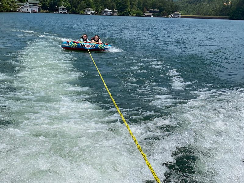 Boating on a Beautifully Clear Lake