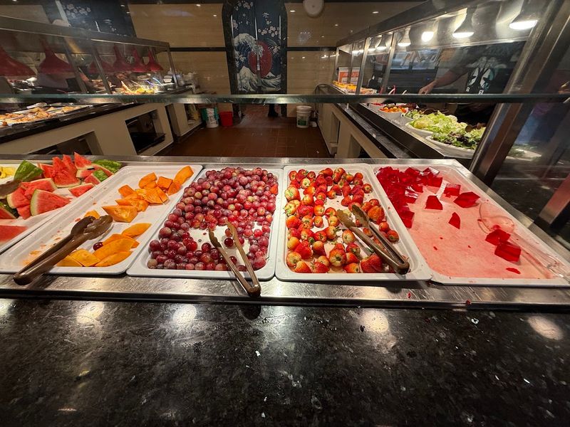 The Seafood Buffet In California Quietly Lives Up To The Hype - Decor Hint Dessert And Fruit Options Round Out The Spread