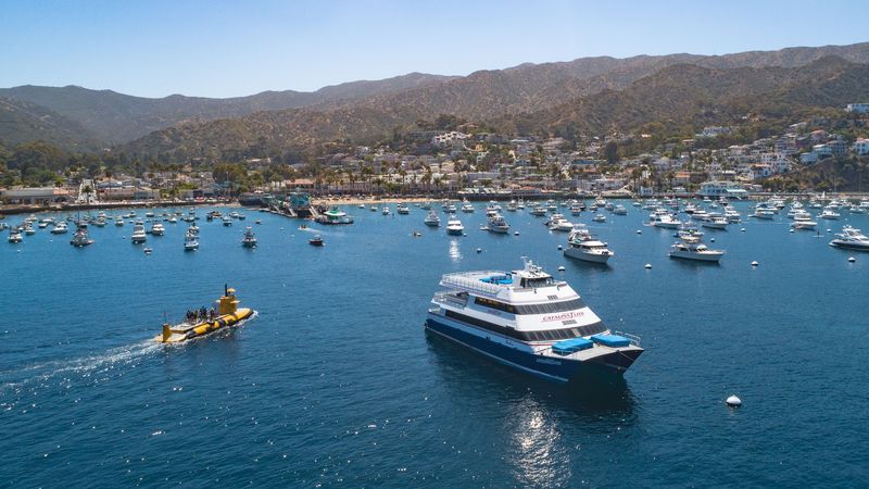 Newport Beach Harbor and Catalina Flyer Departure