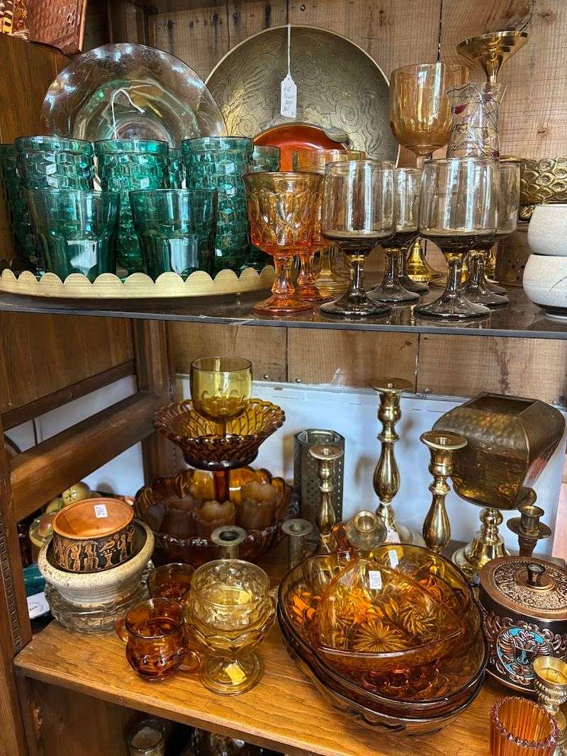 Dishware, Glassware, And Tea Sets Fill The Shelves