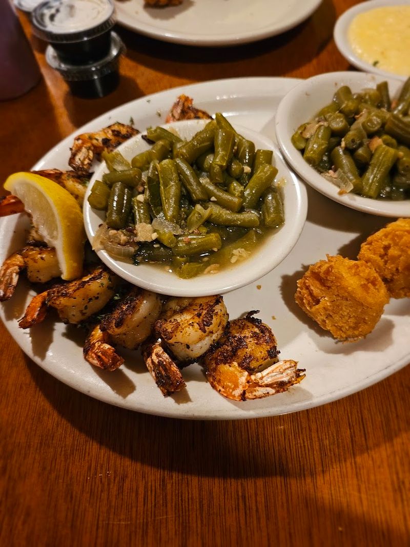 Blackened Grouper And Fried Shrimp From The Sea