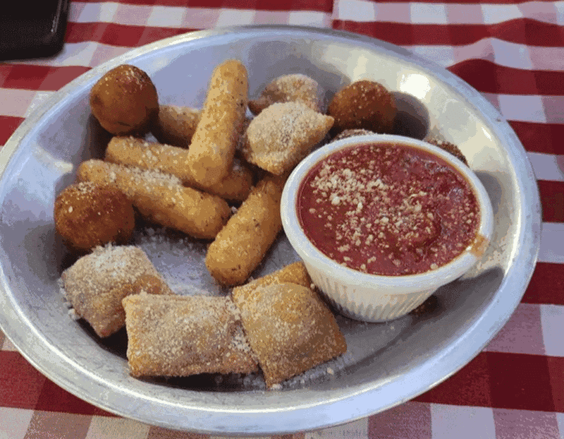 The toasted ravioli and arancini are the first to go