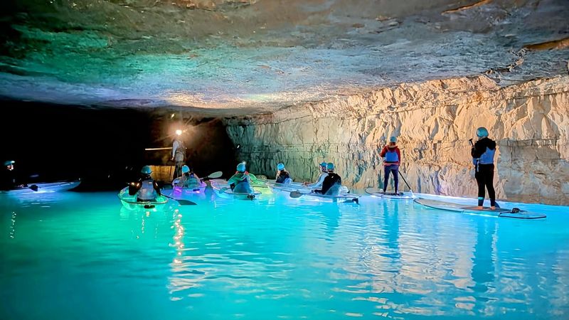 Crystal Kayaking Through A Flooded Limestone Mine