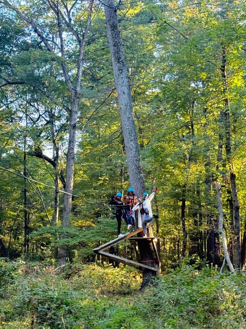 Zip-Lining Over The River Valley