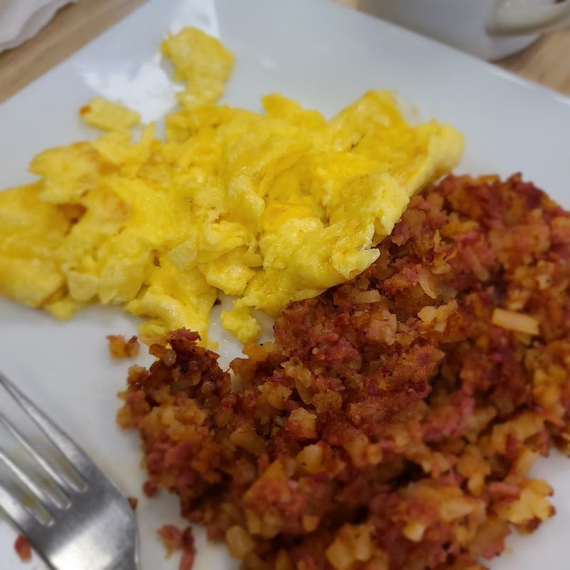 Corned Beef Hash With Eggs And Toast