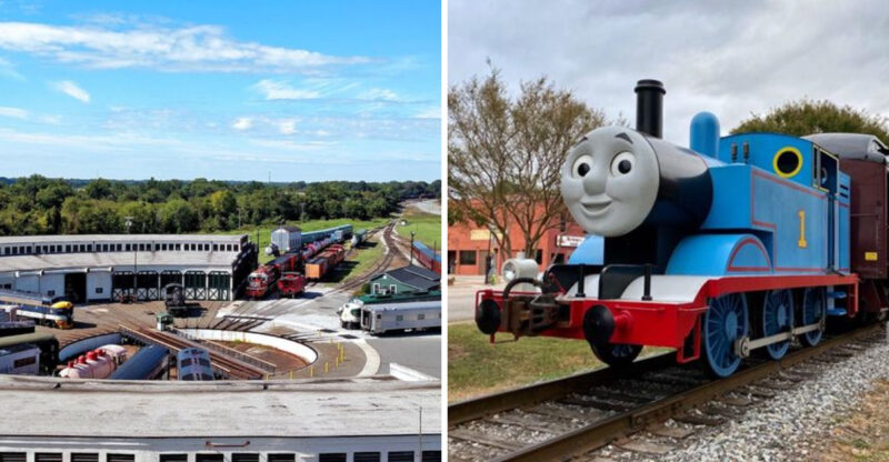 This 60-Acre North Carolina Train Museum Lets Visitors Ride Vintage Rails Through A Historic Repair Yard