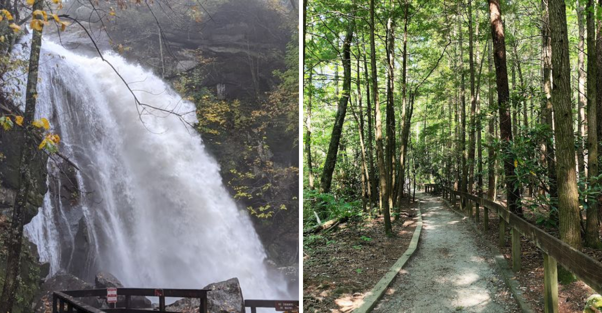 This North Carolina Waterfall Drops About 80 Feet Inside South Mountains State Park - Decor Hint