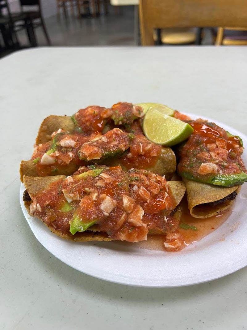 Tacos Dorados at Mariscos Jalisco, Los Angeles
