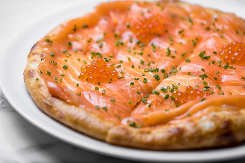 Smoked Salmon Pizza at Spago, Beverly Hills