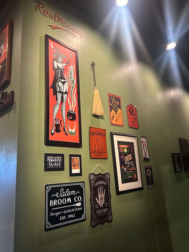 Vintage Witch And Black Cat Art On The Walls