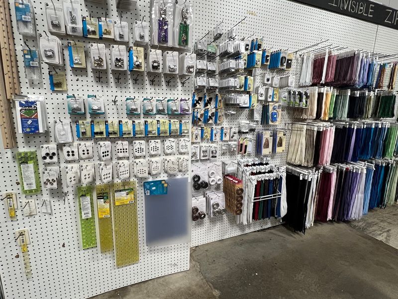 Notions, Trims, And Sewing Supplies Gathered In The Back Room